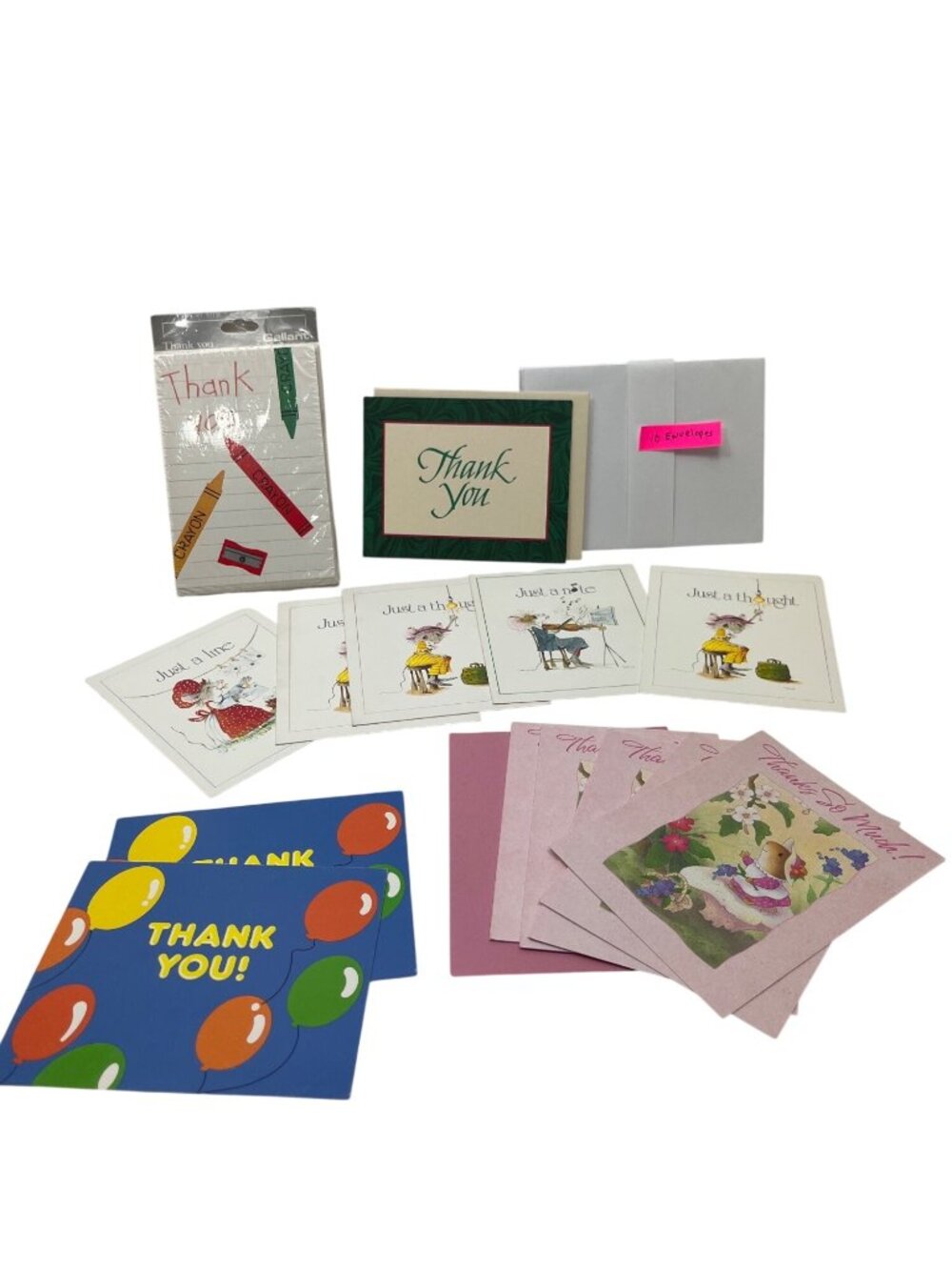 Assorted Thank You & Note Cards Bundle With Envelopes - Multiple Designs 90d